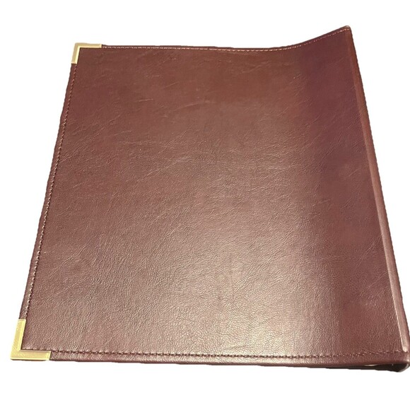 Vintage Hazel Rust Brown Vinyl 3 Ring Binder Gold Corners Made in USA Executive - Picture 2 of 8